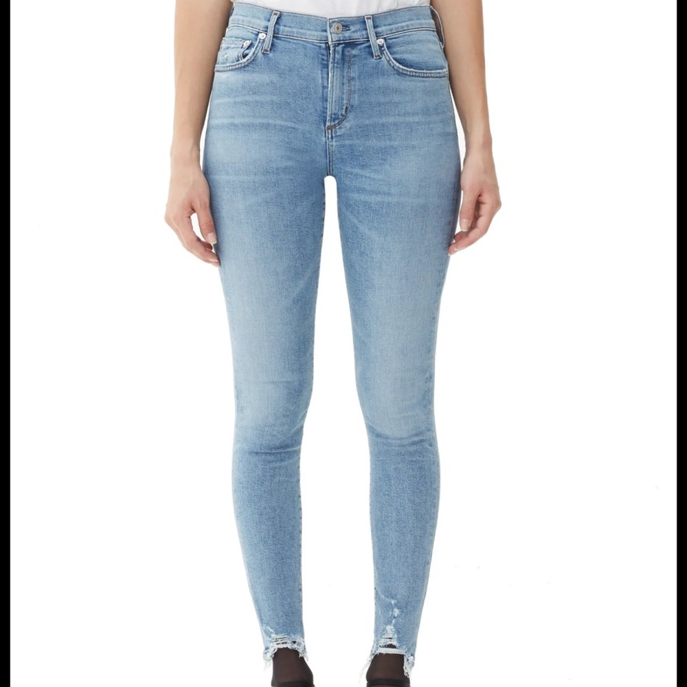 Agolde Sophie high rise skinny jeans medium light wash slight distressing
